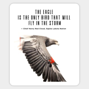 National Native American Heritage Month: "The eagle is the only bird that will fly in the storm..." — Chief Henry Red Cloud, Lakota on a light (Knocked Out) background Sticker